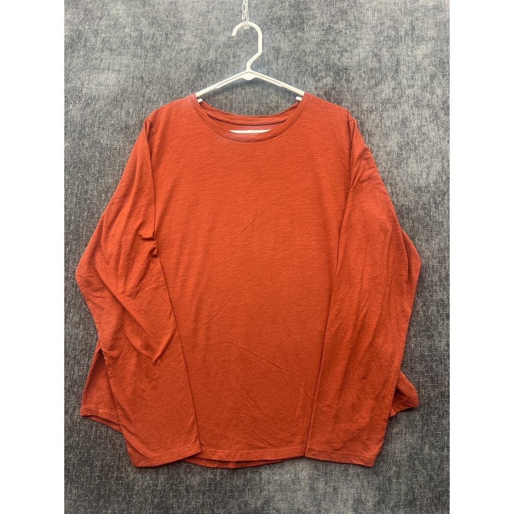 Sonoma The Everyday Tee Shirt Women's 2XL Rust Orange Long Sleeve Curved Hem
